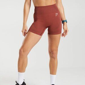 GYMSHARK Women's Vital Seamless 2.0 Shorts Size L In Brick Red Marl